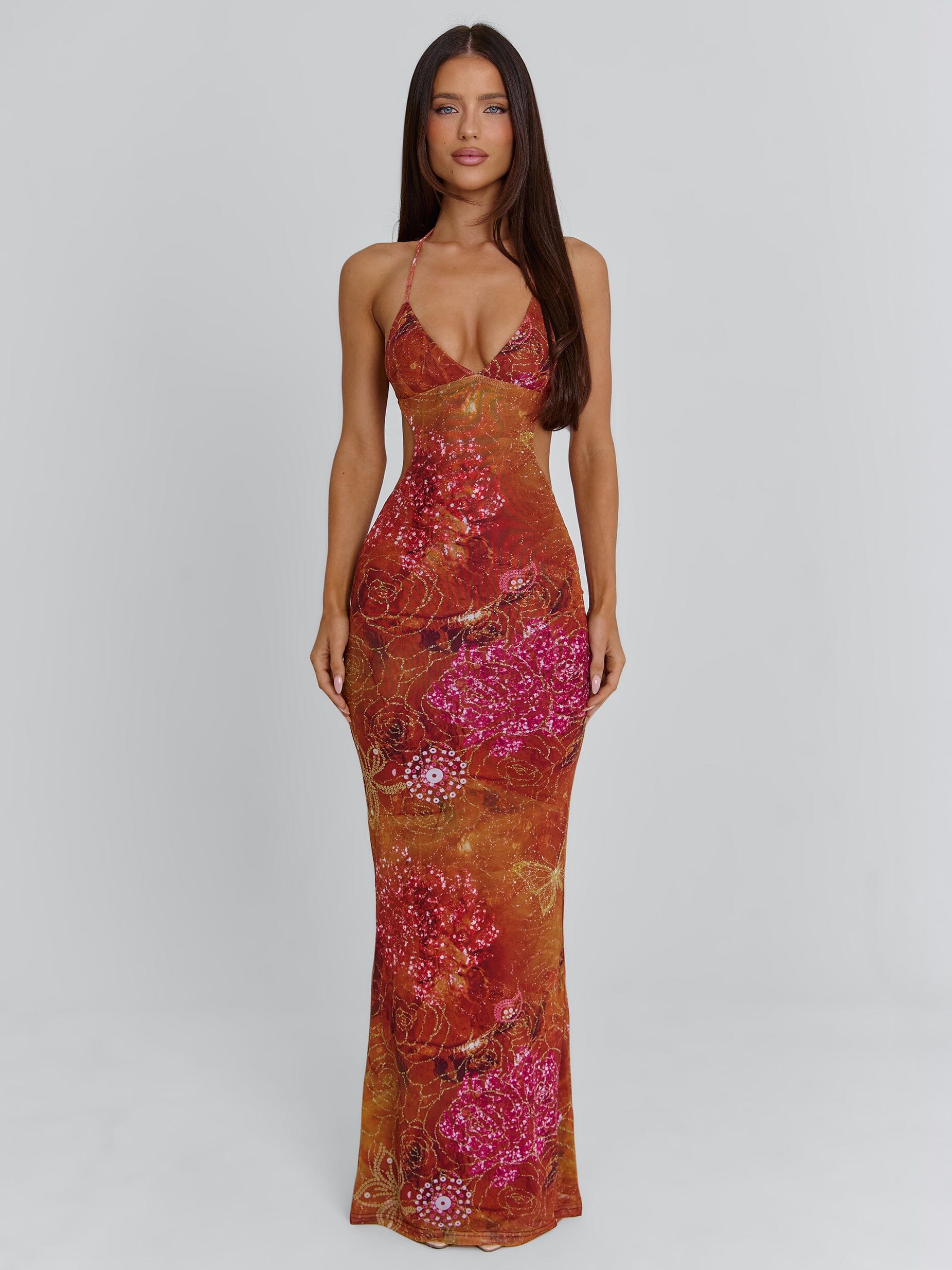 Women's Floral Maxi Dress | Bodycon Evening-1