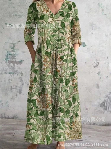 Women's Boho Maxi Dress | V-Neck Summer-7