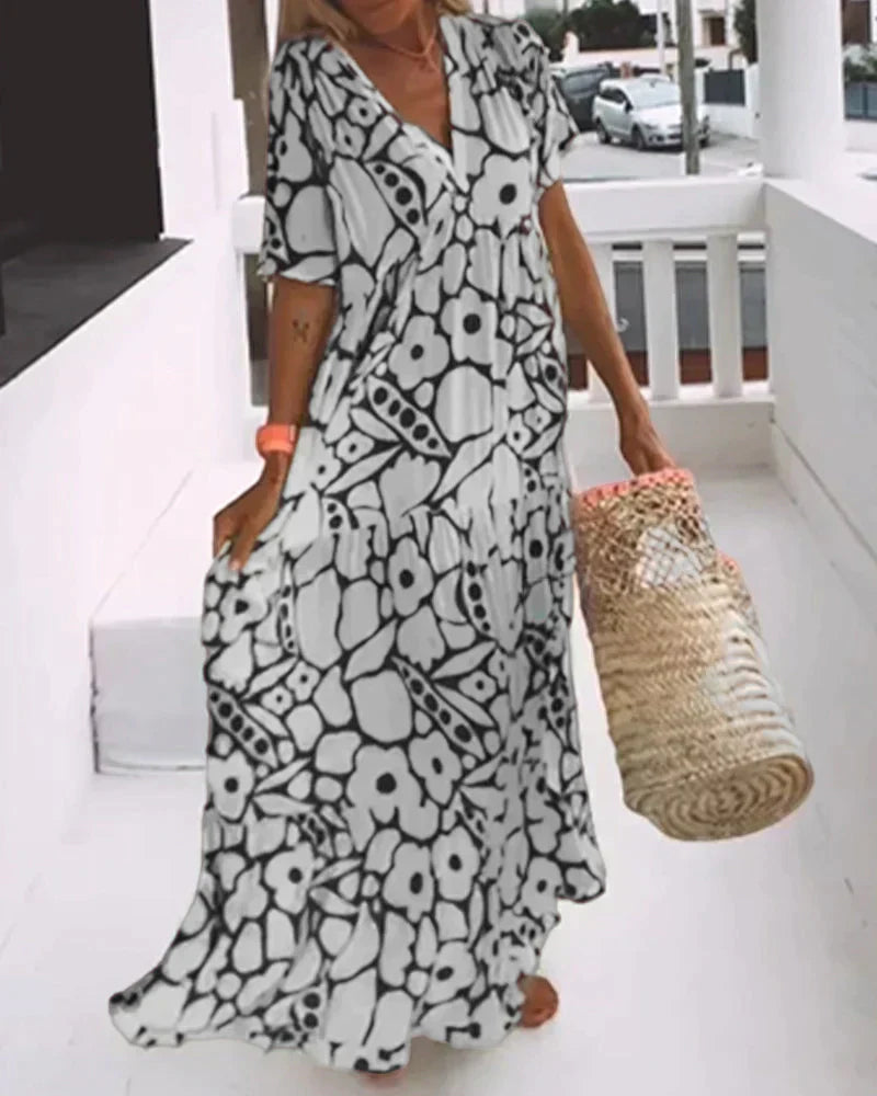 Women's Floral Maxi Dress | Summer Boho-4