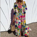 Women's Floral Print Maxi Dress | Loose Fit V-Neck-1