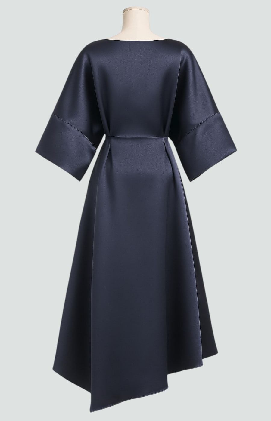 Women's Draped Midi Dress | Batwing Sleeve Formal-8