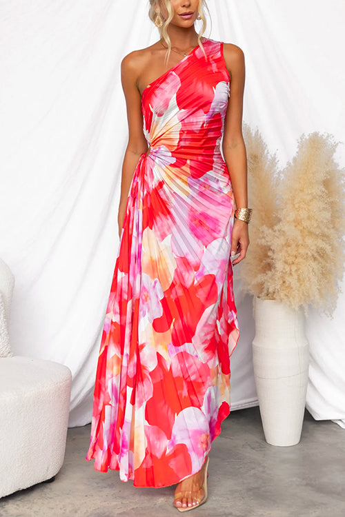 Women's Floral One Shoulder Maxi Dress | Summer-3