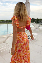 Women's Floral Maxi Dress | Summer Ruffle-2