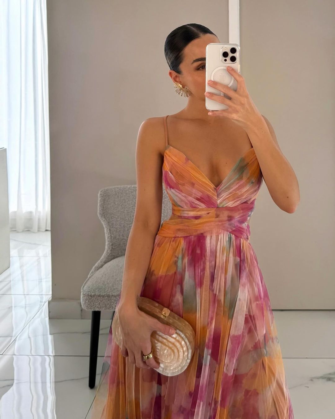 Women's Floral Print Maxi Dress | Strapless Pleated Gown-2