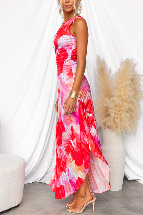 Women's Floral One Shoulder Maxi Dress | Summer-5