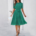 Women's Polka Dot Midi Dress | Fit & Flare-6