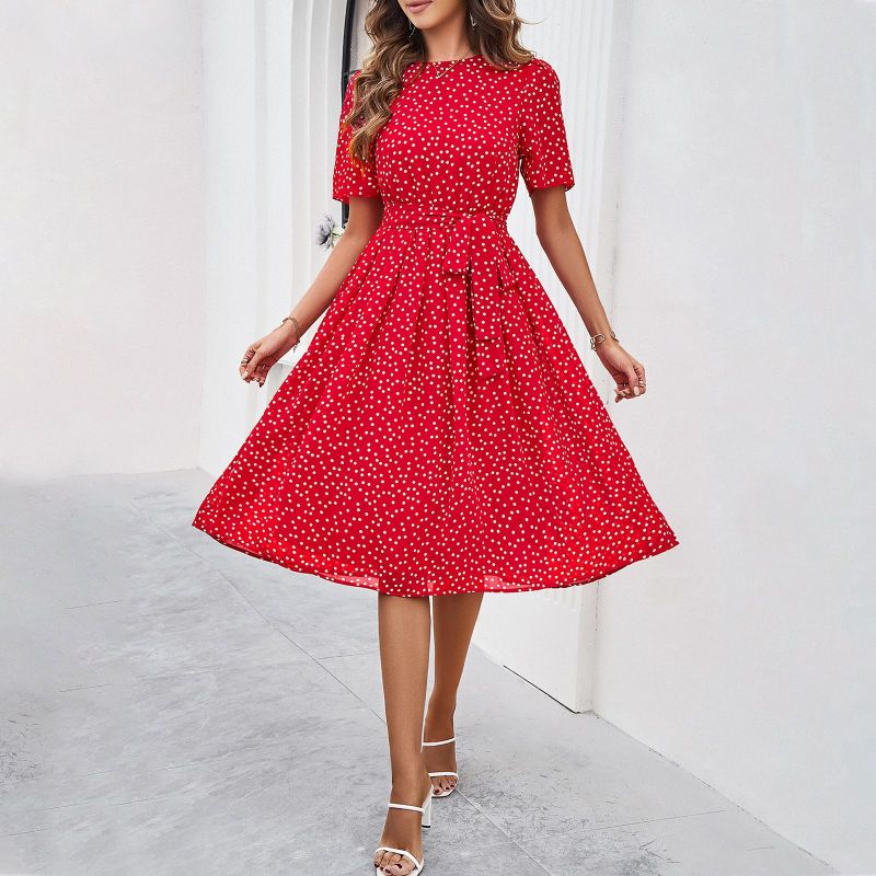 Women's Polka Dot Midi Dress | Fit & Flare-3