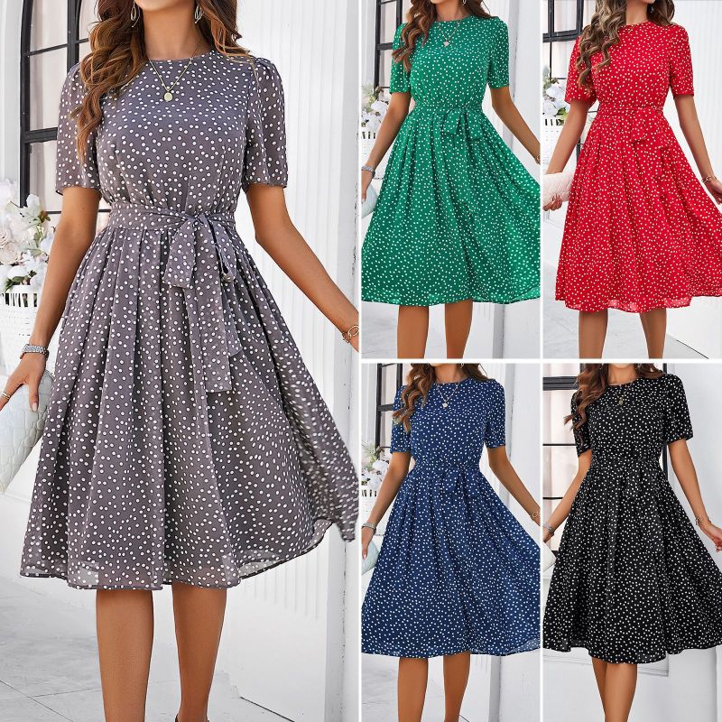 Women's Polka Dot Midi Dress | Fit & Flare-2