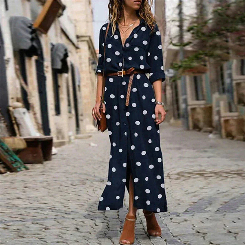Women's Polka Dot Maxi Dress | Summer Casual-4