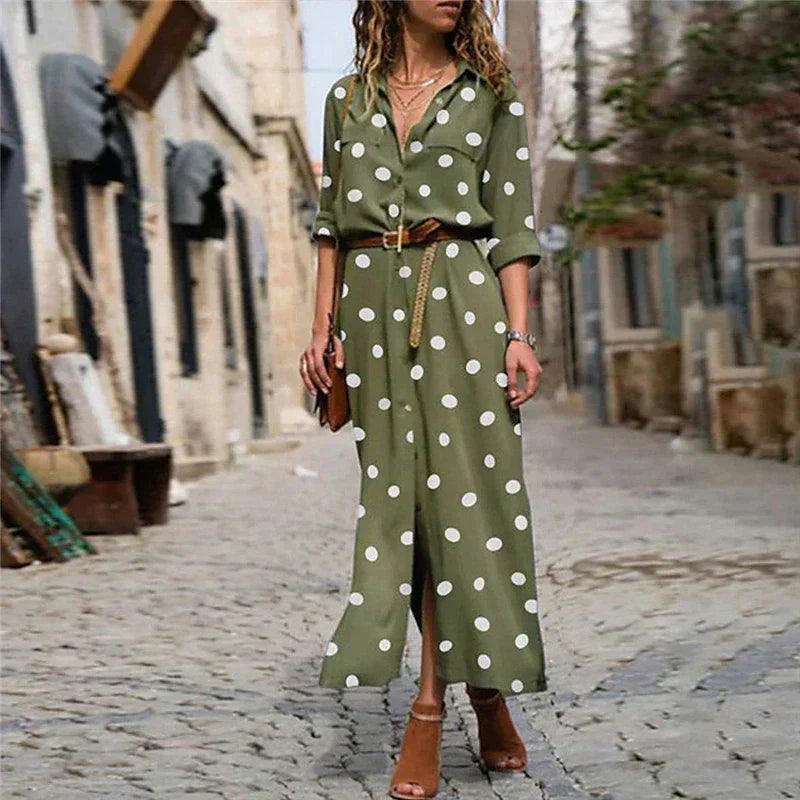 Women's Polka Dot Maxi Dress | Summer Casual-1