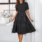 Women's Polka Dot Midi Dress | Fit & Flare-5