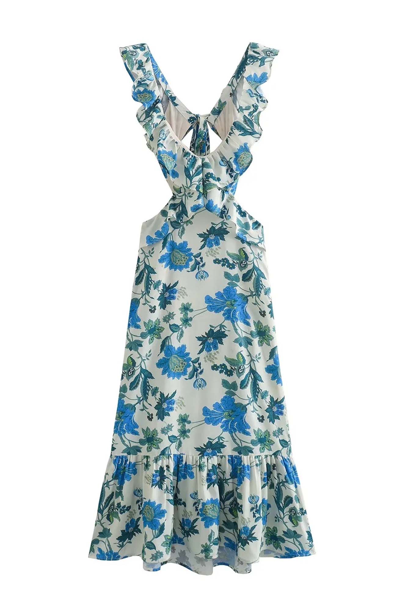 Women's Floral Maxi Dress | Summer Ruffle-5