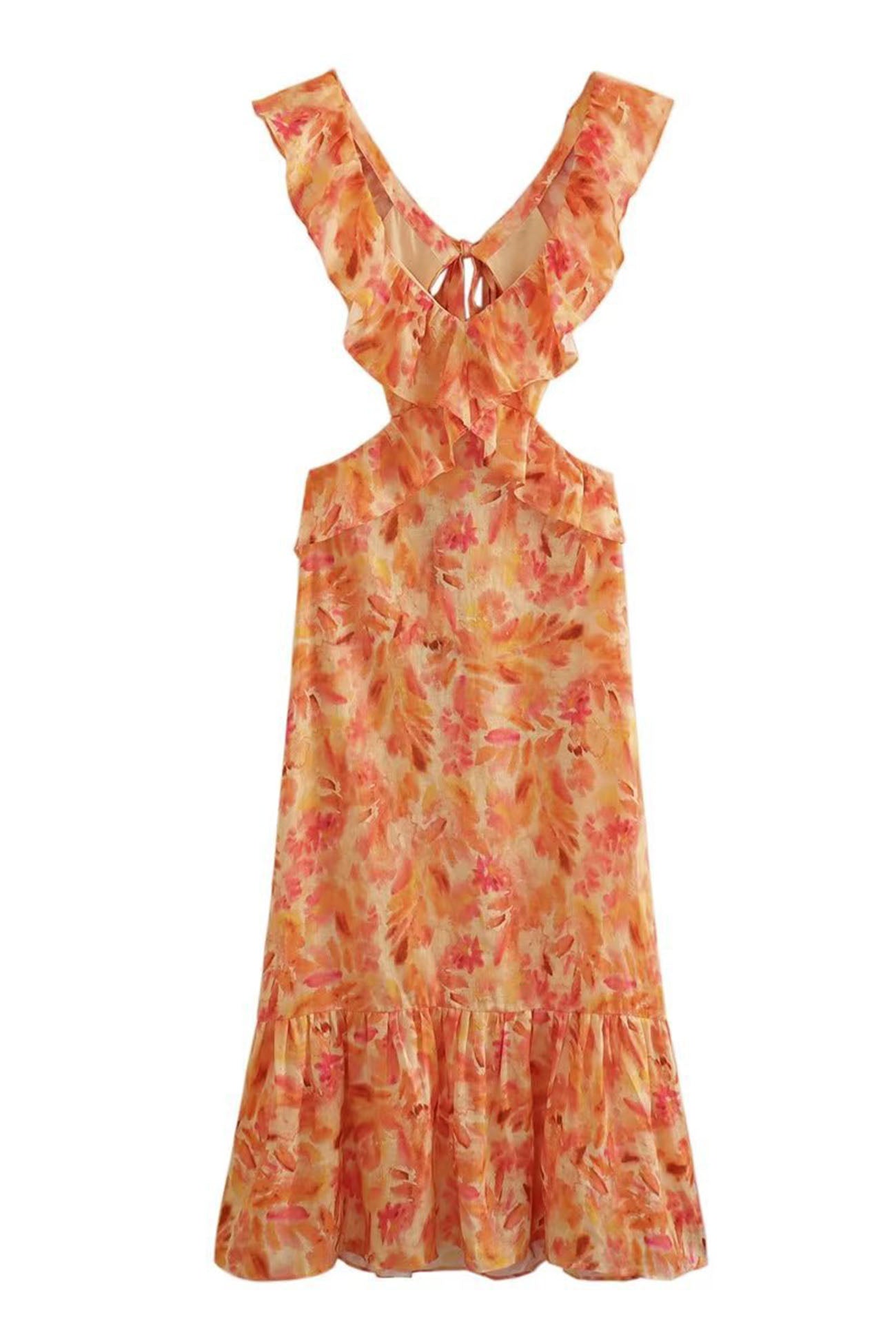 Women's Floral Maxi Dress | Summer Ruffle-7
