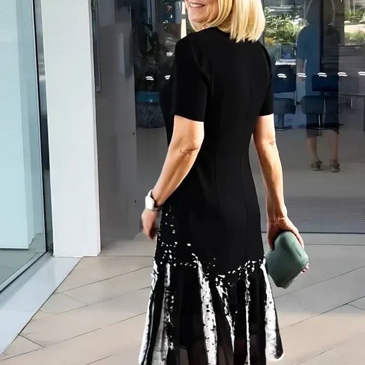 Women's A-Line Midi Dress | Short Sleeve Casual-11