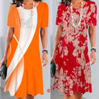 Women's A-Line Midi Dress | Short Sleeve Casual-10