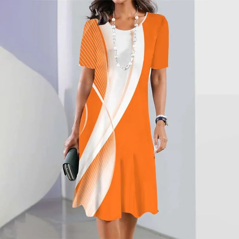 Women's A-Line Midi Dress | Short Sleeve Casual-2