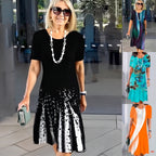 Women's A-Line Midi Dress | Short Sleeve Casual-8