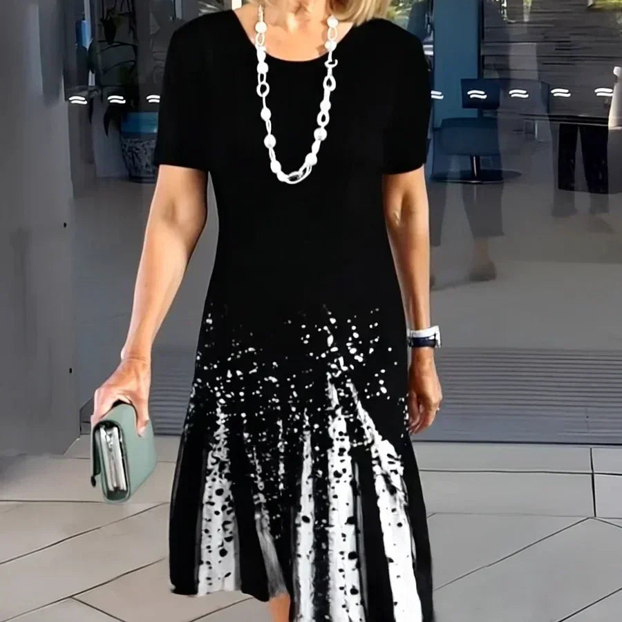 Women's A-Line Midi Dress | Short Sleeve Casual-1