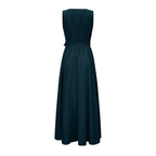 Women's Wrap Maxi Dress | Sleeveless V-Neck Teal-6