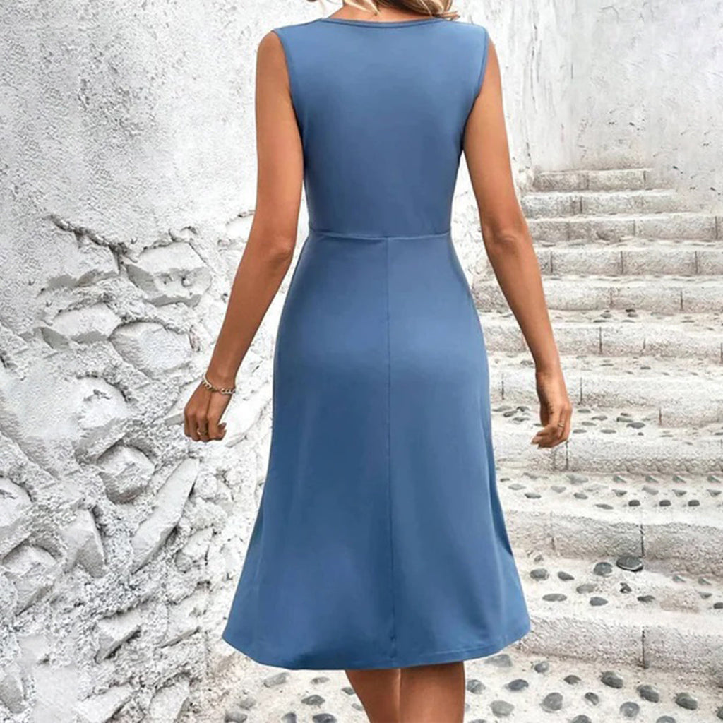 Women's Floral Wrap Midi Dress | Sleeveless Summer-7