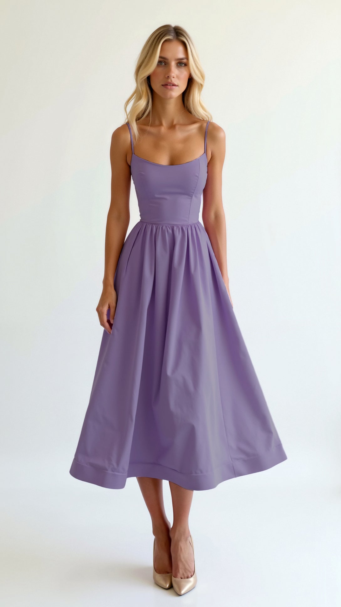 Women's White A-Line Midi Dress | Wedding Guest-11