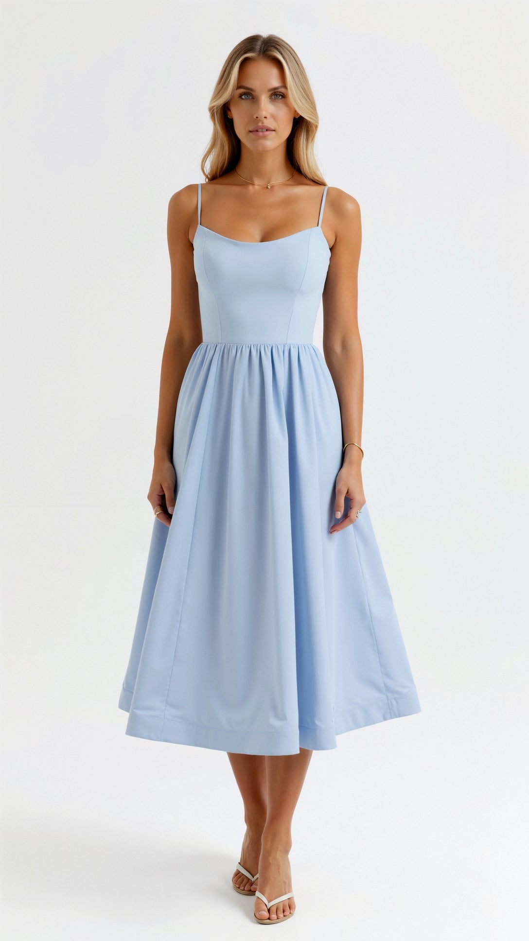 a line midi dress for wedding guest Women's White A-Line Midi Dress