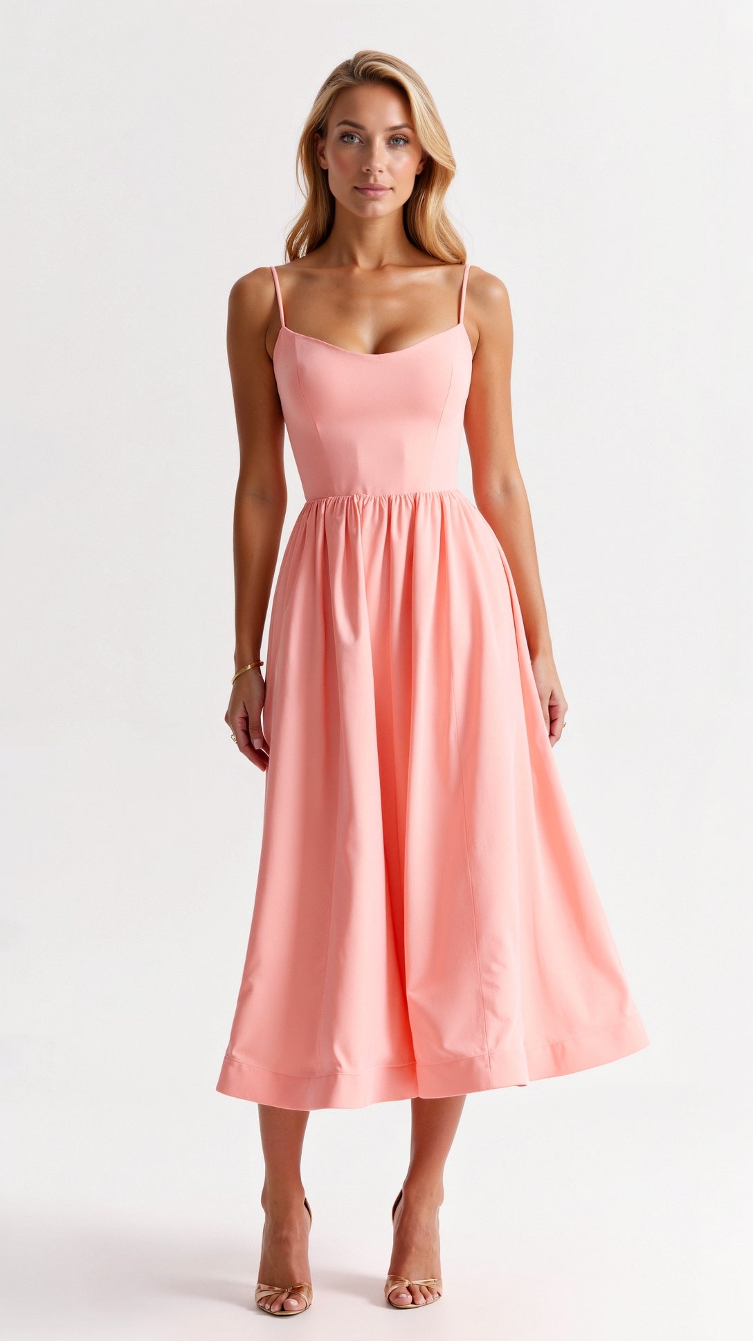 Women's White A-Line Midi Dress | Wedding Guest-4