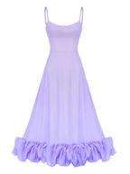 Women's White Midi Dress | Ruffle Hem Elegant-6
