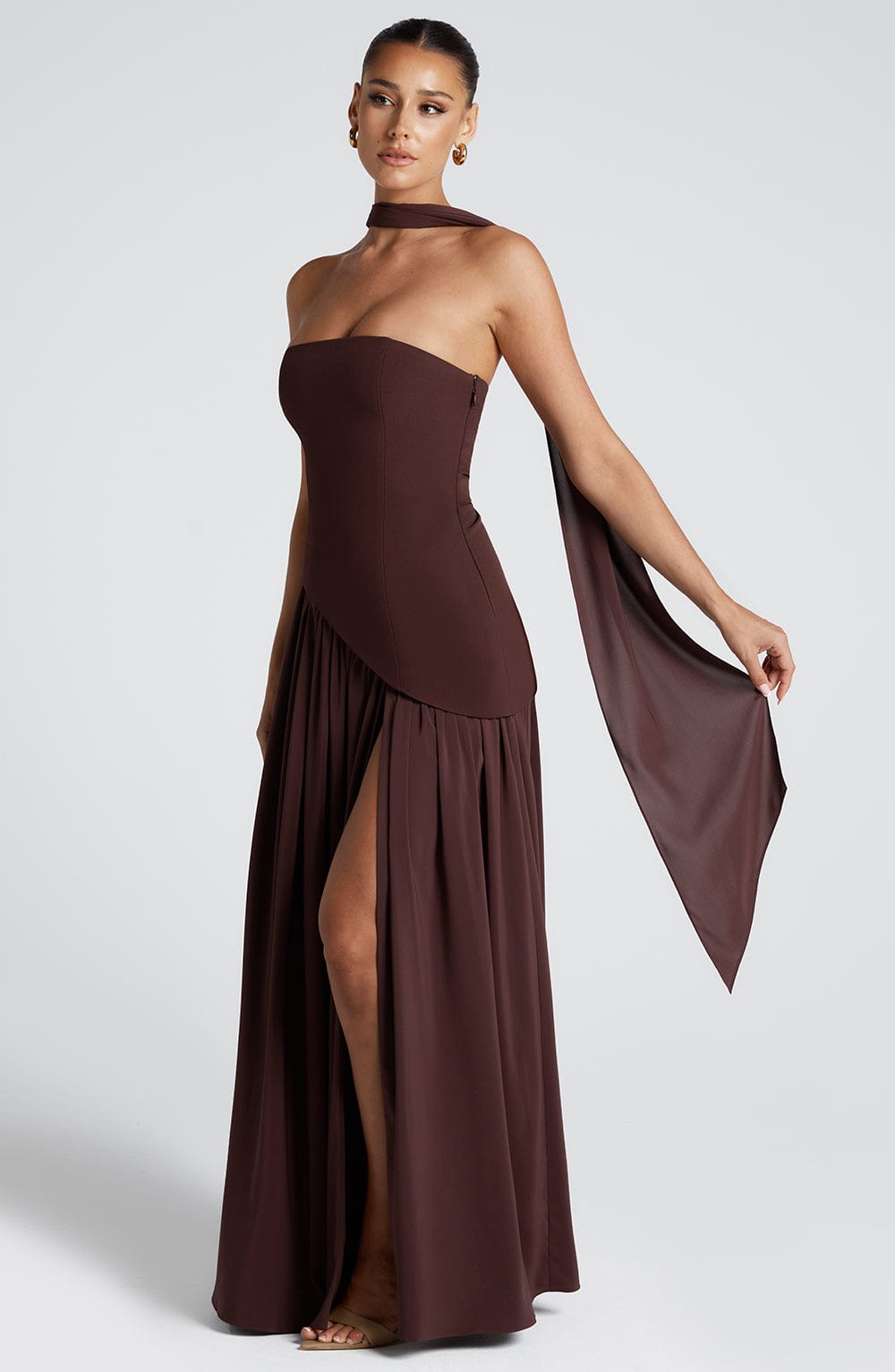 Women's Wedding Guest Maxi Dress | Strapless Slit-16
