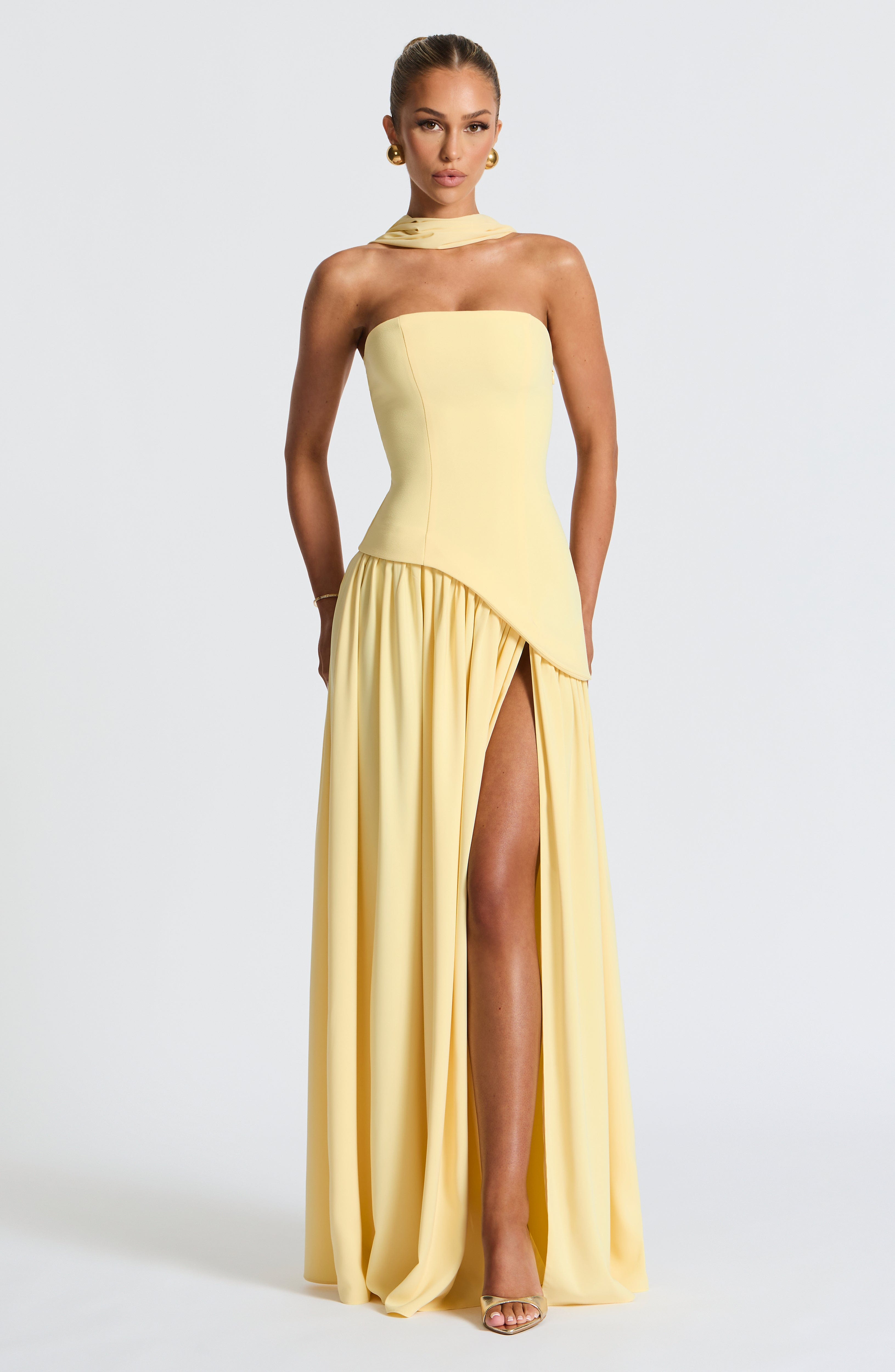 Women's Wedding Guest Maxi Dress | Strapless Slit-2
