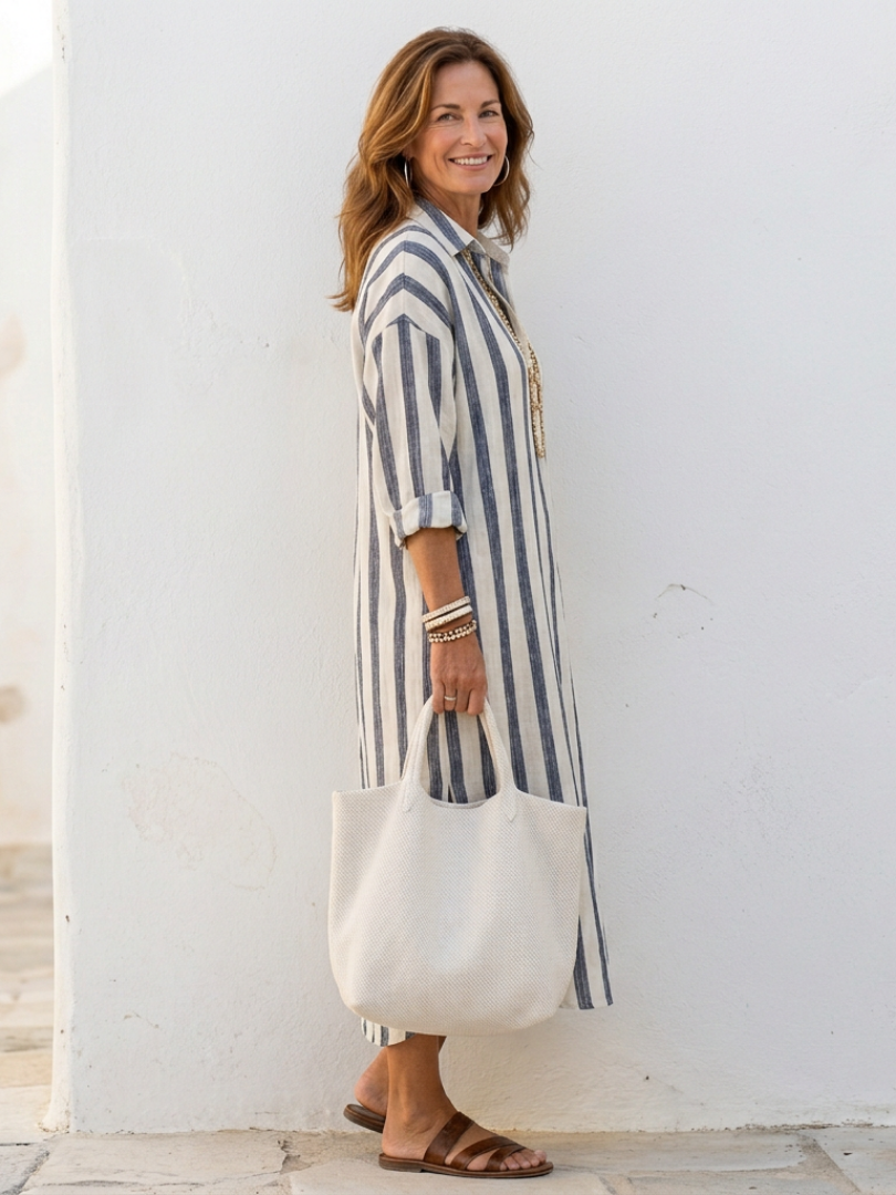 Women's Striped Midi Dress | Casual Summer-2