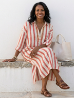 Women's Striped Midi Dress | Casual Summer-6