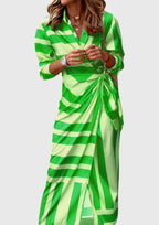 Women's Geometric Wrap Midi Dress | Elegant-9