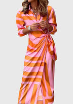 Women's Geometric Wrap Midi Dress | Elegant-2
