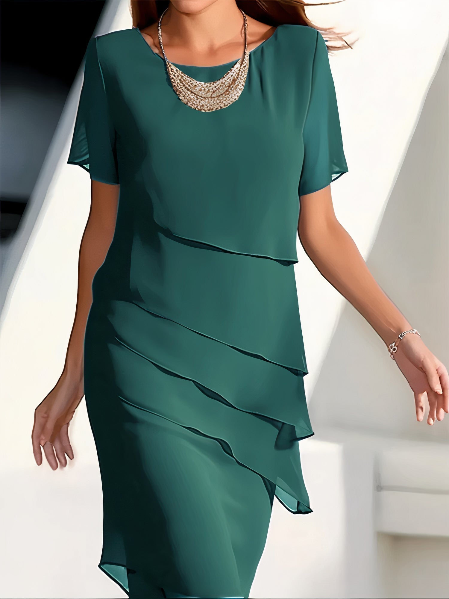 Women's Ruffle Midi Dress | Elegant Cocktail-5