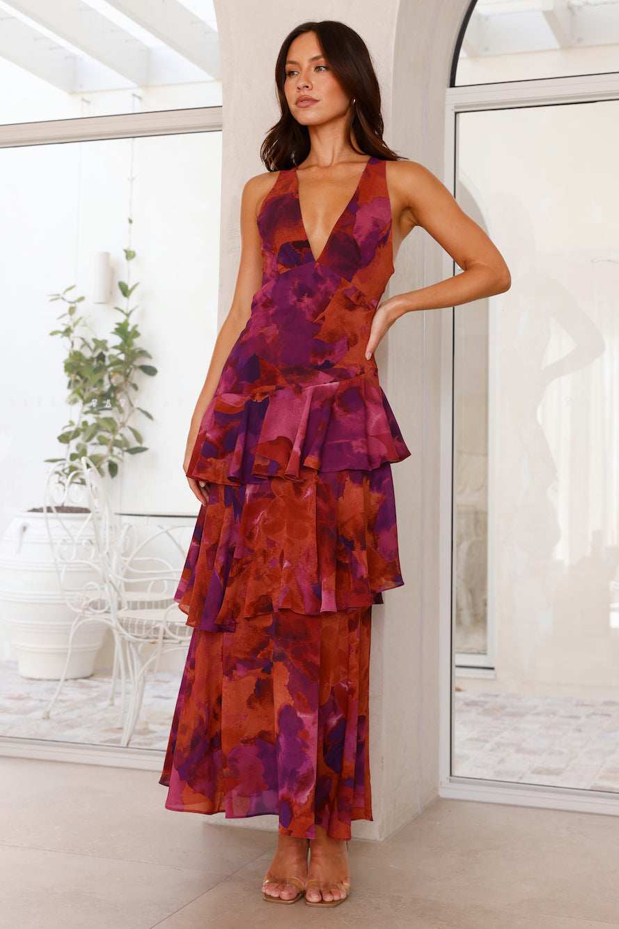 Women's Floral Ruffle Maxi Dress | Wedding Guest-7