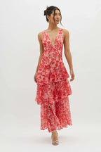 Women's Floral Ruffle Maxi Dress | Wedding Guest-12