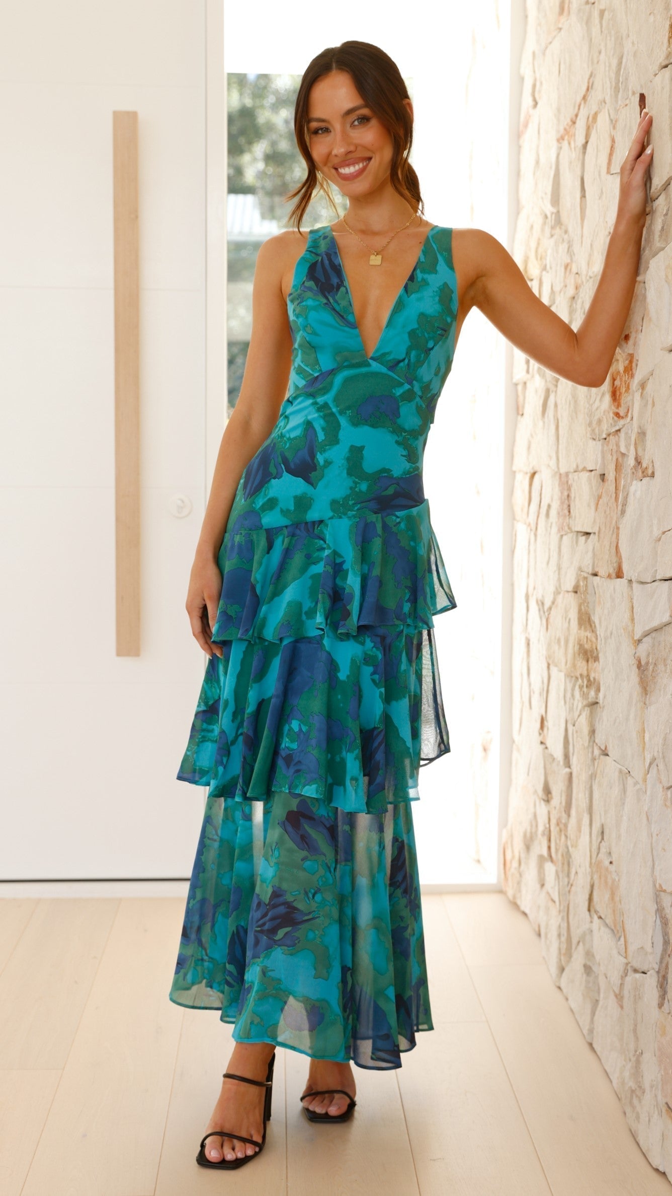 Women's Floral Ruffle Maxi Dress | Wedding Guest-2