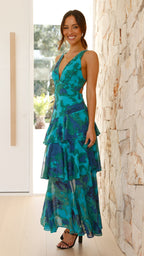 Women's Floral Ruffle Maxi Dress | Wedding Guest-3