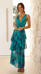 Women's Floral Ruffle Maxi Dress | Wedding Guest-5