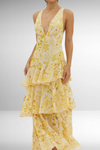 Women's Floral Ruffle Maxi Dress | Wedding Guest-15