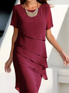 Women's Ruffle Midi Dress | Elegant Cocktail-1