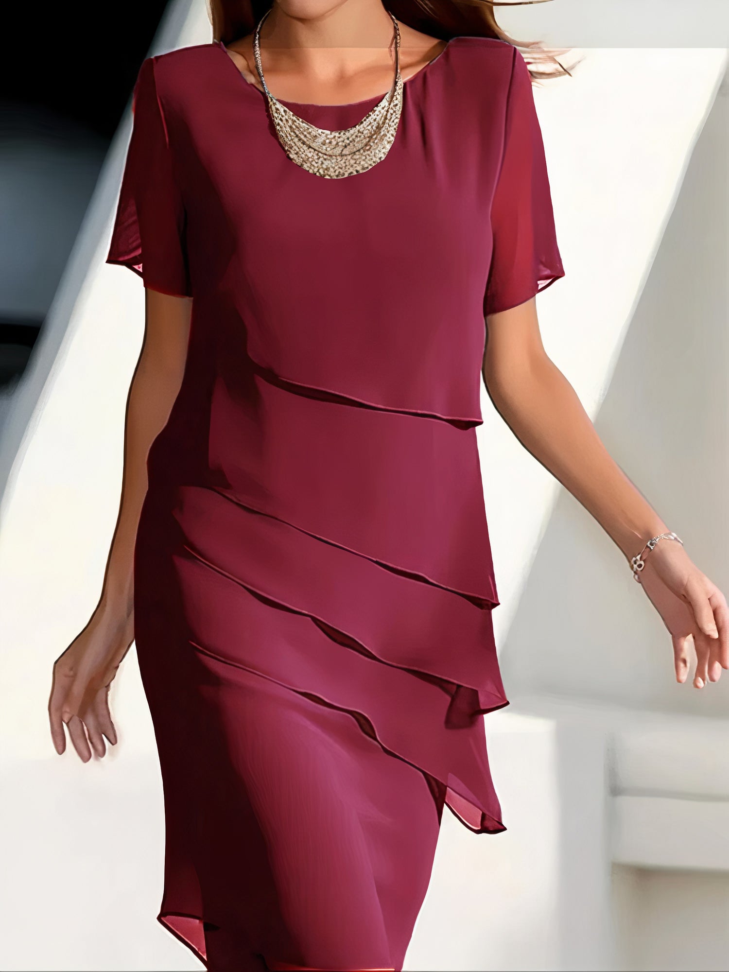 Women's Ruffle Midi Dress | Elegant Cocktail-1
