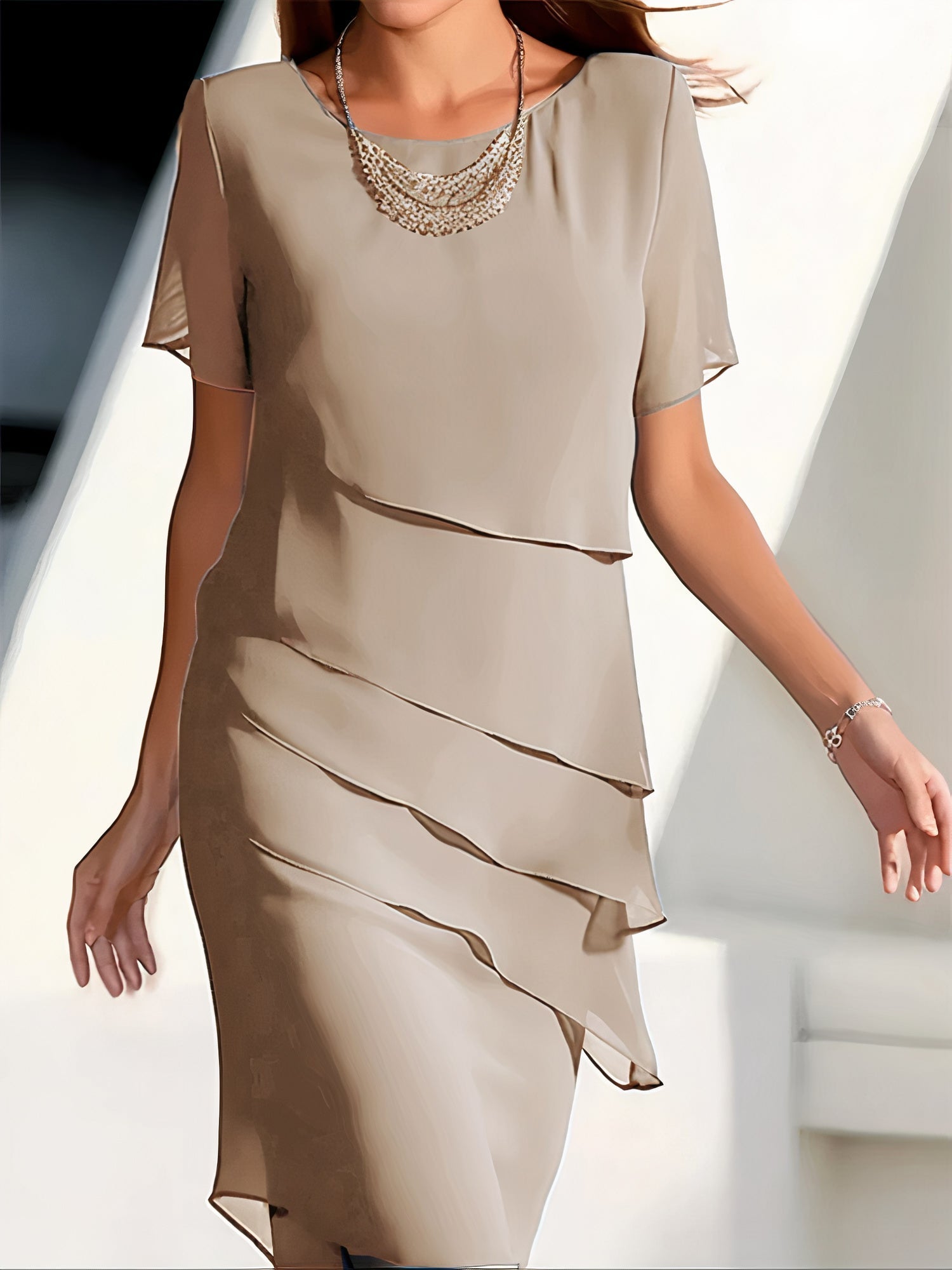 Women's Ruffle Midi Dress | Elegant Cocktail-7