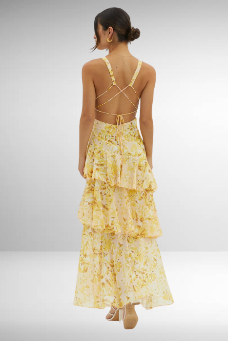Women's Floral Ruffle Maxi Dress | Wedding Guest-14