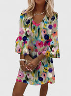 Women's Floral Boho Mini Dress | Summer Ruffle-1