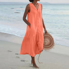 Women's Summer Maxi Dress | V-Neck Sleeveless-5
