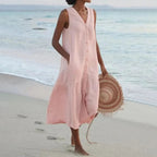 Women's Summer Maxi Dress | V-Neck Sleeveless-3