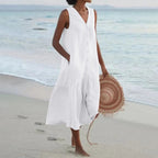 Women's Summer Maxi Dress | V-Neck Sleeveless-1