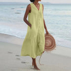Women's Summer Maxi Dress | V-Neck Sleeveless-4